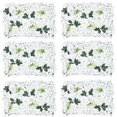 6 PCS Artificial Flower Wall Panel White Hydrangea Rose Wedding Backdrop Decor