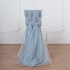 10 Dusty Blue Premium Chiffon Wide CHAIR SASHES Wedding Reception Decorations