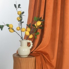 Roslynwood Luxury Soft Russet Orange Velvet Curtains 84 inches Long Back Tab …