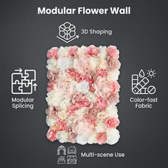 3D Flower Wall Backdrop 6 Pack, 24X16 Inch Blush Pink & Ivory Artificial Rose Pa