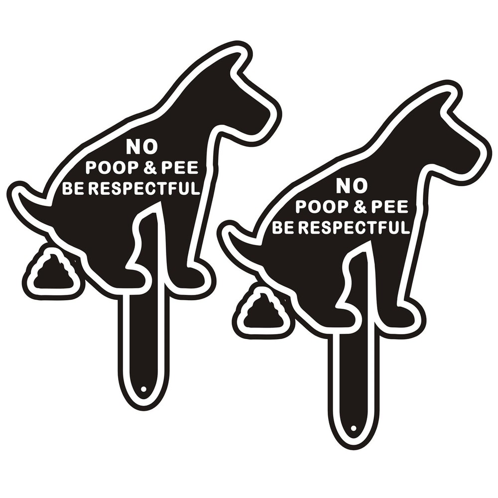 2 Pack No Poop Dog Signs for Yard – 11″x7.6″ Aluminum Be Respectful Sign with…