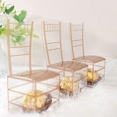 25 Clear Gold Plastic Favor Boxes Chair Shaped Party Gift Holders Party Events