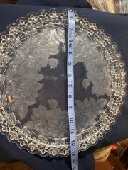 Vintage Studio Nova Winter Rose Crystal Cake Plate Featuring A Frosted Rose