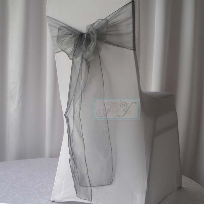 550x Silver Grey Organza Chair Sashes Wedding Banquet Birthday Party Decorations