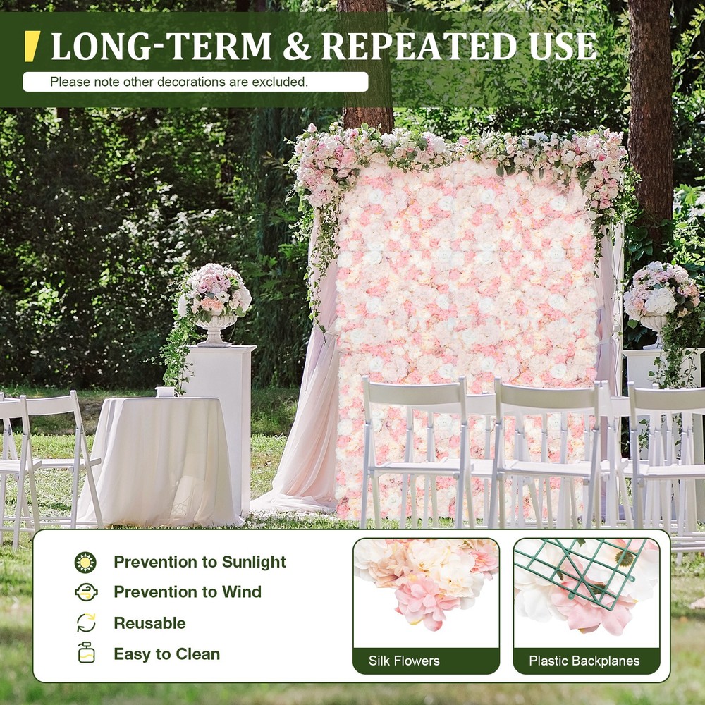 12Pcs Artificial Silk Fabric Flower Wall Panel Banquet Wedding Party Decor