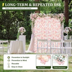 12Pcs Artificial Silk Fabric Flower Wall Panel Banquet Wedding Party Decor