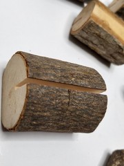 10 Rustic Primitive Wood Log Wedding Place Card Photo Memo Number Recipe Holder