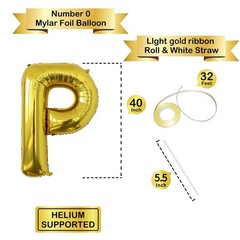 Letter Balloons Gold Party Balloon – 40 Inch Large Gold Letter P Balloon, Let…