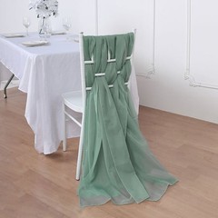 10 Eucalyptus Sage Premium Chiffon Wide CHAIR SASHES Party Reception Decorations