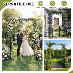 Metal Wedding Arch 7FT Stand Archway w/ Door for Outdoor Garden Party Decoration