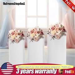 3 Pcs Round Cylinder Pedestal Stand For Wedding Party Display Stand Decor White