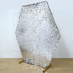 8 ft SILVER Big Payette Sequin Hexagon Backdrop STAND COVER Party Decorations
