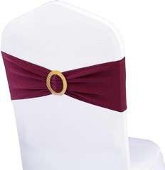 Reusable Dark Burgundy Chair Sashes 50 Count with Gold Buckles for Celebrations