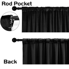 SNITIE Black 108 in Long Velvet Curtains with Back Tab and Rod Pocket | Therm…
