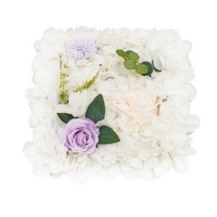 6X Artificial Flower Wall 15×15″ White Dahlia Purple Rose Panels Wedding Decor