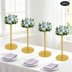 10Pcs 40cm Wedding Flower Stands Metal Flower Holder Table Centerpieces Gold NEW