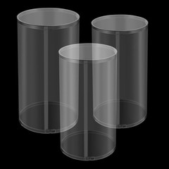 3Pcs Clear Round Cylinder Pedestal Stand for Wedding Party Display Stand Decor