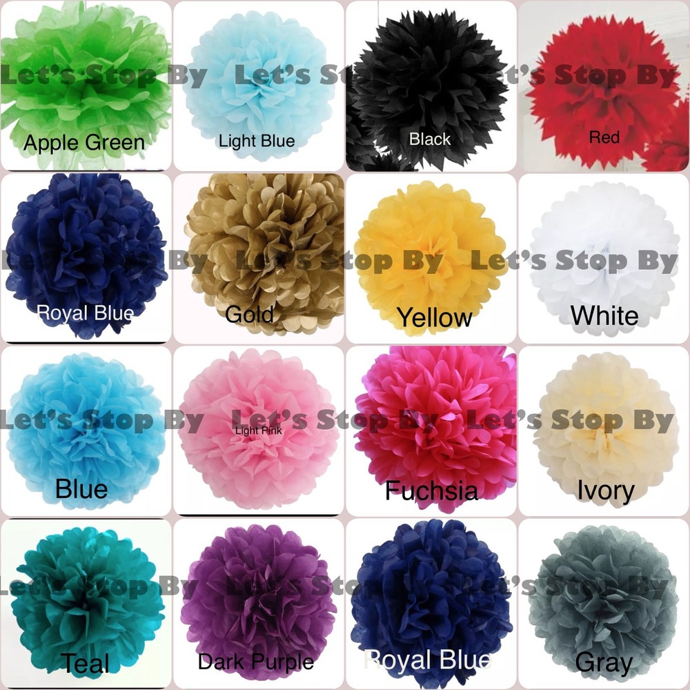 10X Tissue Paper Pom-Poms 12″ Flower Ball Wedding Party Home Crafts Decoration