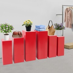 6* Red Display Pedestal Stands Cuboid Cake Flower Decor Display Holder Load 50kg