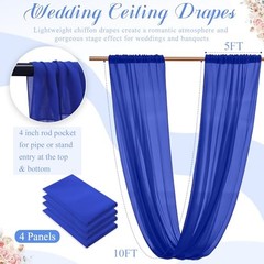 4 Panels Ceiling Drapes Wedding Decorations 60″W x 120″L (Pack of 4) Royal Blue