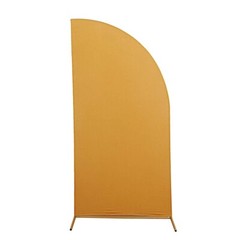 7 ft x 3 ft GOLD Matte Fitted Spandex Half Moon Arch Stand Cover Wedding