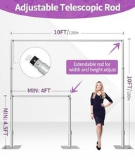 10×10 Pipe and Drape Stand Kit, Heavy Duty Backdrop Stand 10ftx10ft Silver