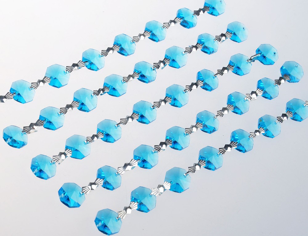1 Yard Crystal 14mm Octagon Beads Diamond Garland Glass Wedding Chandelier Parts