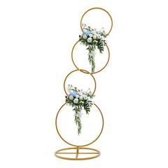5.02ft High Metal Square Pillar Flower Stand, Gold Arch Stand With 4-tier