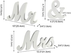 Mr & Mrs White Letter Wooden Sign Rustic Wedding Decoration Favor Table Decorate