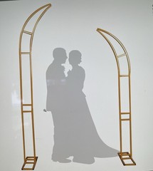 2 PC Lightweight Gold Arch Wedding Celebrations Engagements, Birthdays