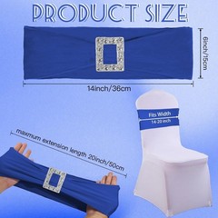 100 PCS Spandex Chair Sashes Royal Blue Elastic Stretch Dining Chair Slipcovers