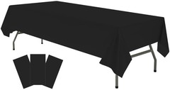 Plastic Black Tablecloths 3 Pack Disposable Table Covers 54 x 108 inch. Pitch…