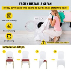 VEVOR 50 PCs White Spandex Chair Covers Wedding Banquet Party Ceremony Hotel Use