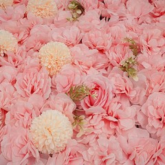 6pcs Artificial Flower Walls Pink Dahlia Rose Panels for Wedding Décor 15*15in