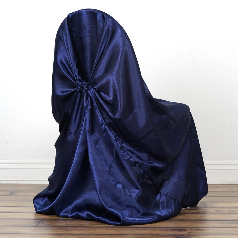6 Navy Blue SATIN UNIVERSAL CHAIR COVER Wedding Banquet Reception Decorations