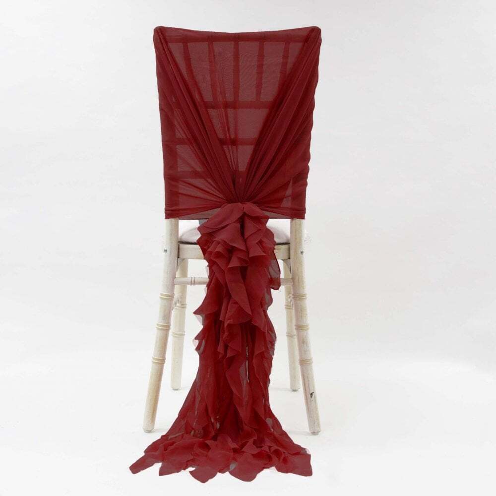 CHAIR COVER WEDDING CHIFFON HOODS WITH RUFFLES DECOR WEDDING SPECIAL EVENT