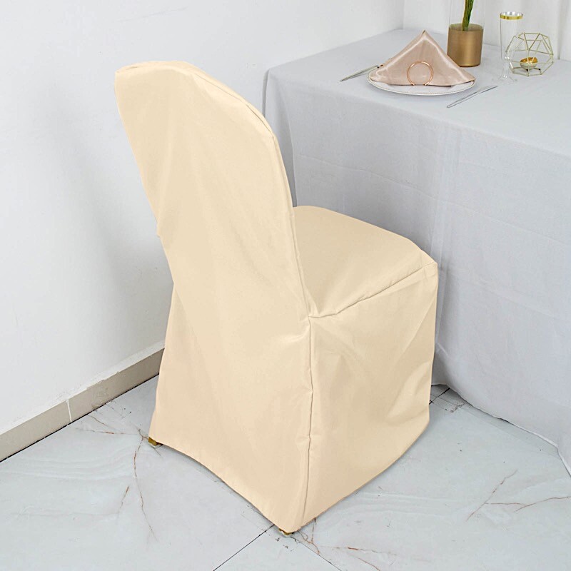 50 Beige Polyester BANQUET CHAIR COVERS Wedding Party Reception Decorations
