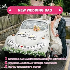 4 Pcs Just Married Wedding Car Decorations – Include Just Married Ornate Car Mag