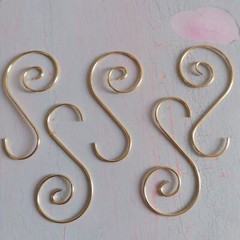 100Pcs 25*50mm Metal Swirl Shaped Hook Hanger Crystal Prisms Gold Connector