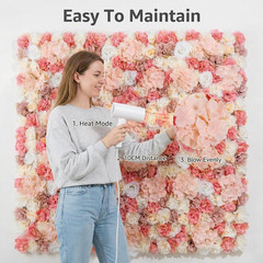 3D Flower Wall Backdrop 6 Pack, 24X16 Inch Blush Pink & Ivory Artificial Rose Pa