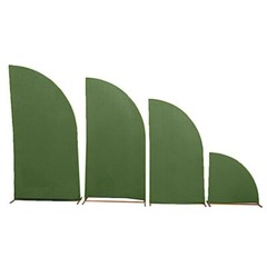 4 Matte OLIVE GREEN Fitted Spandex Half Moon Wedding Arch Backdrop STAND COVERS