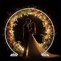 Rust-proof Round Wedding Arch Metal Hoops Backdrop Stand Gorgeous Garden Arbor