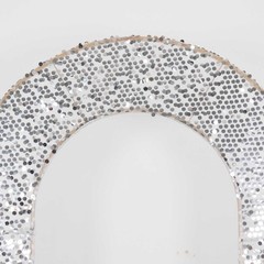 8ft SILVER Fitted Big Payette Sequin Open Arch Double Sided STAND COVER Party