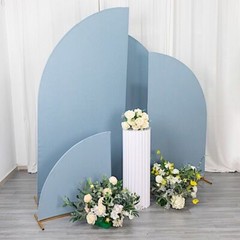 4 Matte DUSTY BLUE Fitted Spandex Half Moon Wedding Arch Backdrop STAND COVERS