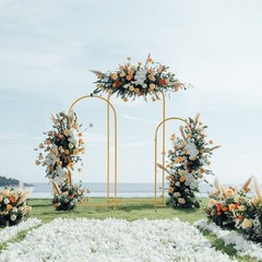 Golden Arch Backdrop Stand Set of 3 (6FT, 5FT, 4FT) Wedding Arched Metal Frame