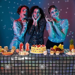 3 Pack Disco Tablecloth Party Decorations, Shiny Iridescent Disposable Laser …