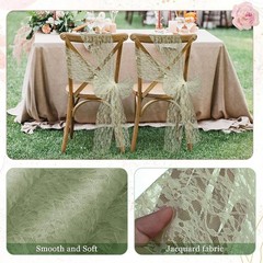50 Pack Sage Green Lace Chair Sashes with Bows – Twine Your Wedding Elegance