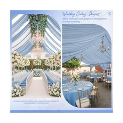 Showgeous Dusty Blue Ceiling Drapes 6 Panels 5ftx40ft Wedding Ceiling Drapes …