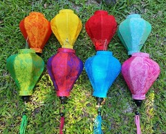 Set 8 Vietnamese Hoi An Silk Lanterns For Wedding Restaurant Decorations
