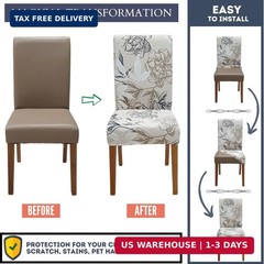 SPRINGRICO Chair Covers for Dining Room Set of 4, Stretch Dining Chair Cover, Wa